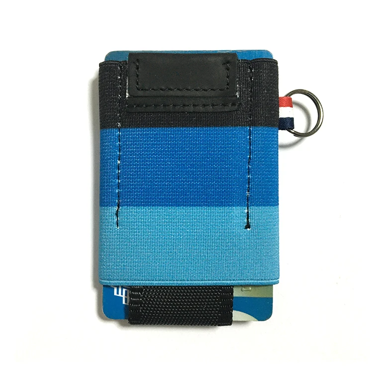 

Genuine Leather Slim Front Pocket Purse Credit Card Case And Money Cash Holder With Elastic Straps For Free Sample, Black