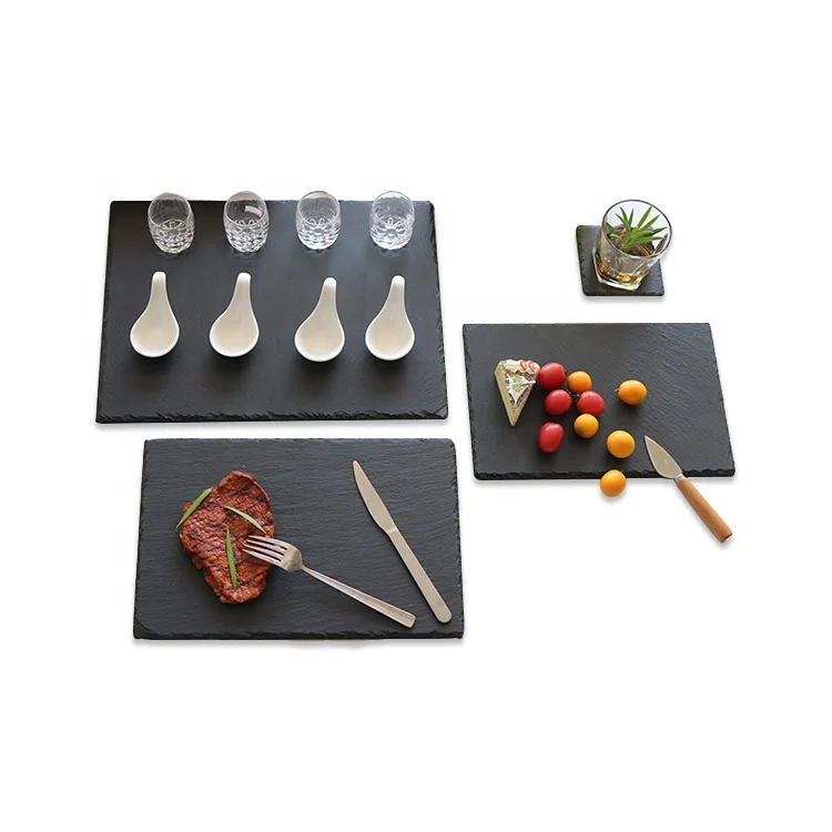 

Best quality food serving tray slate cheese board wholesale with knife