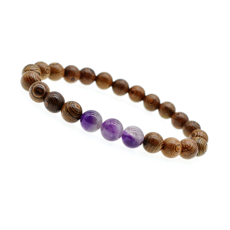 

Ruigang 8MM natural stone beads bracelet retro wood beads bracelet men and women amethyst red agate turquoise bracelet men, More than 100 colors