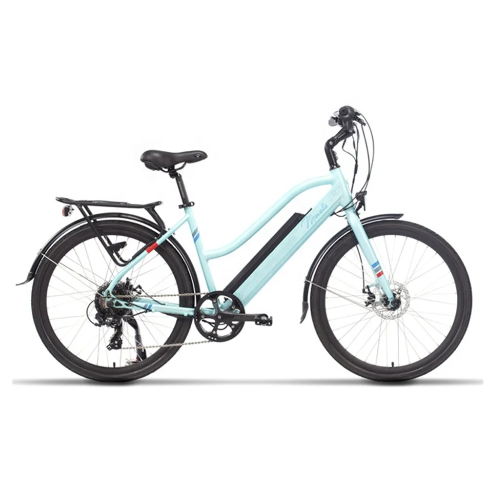 

Green 36v 350w Electric Bike Comfortable Riding Women Electric Bike Sky Blue E Bike City