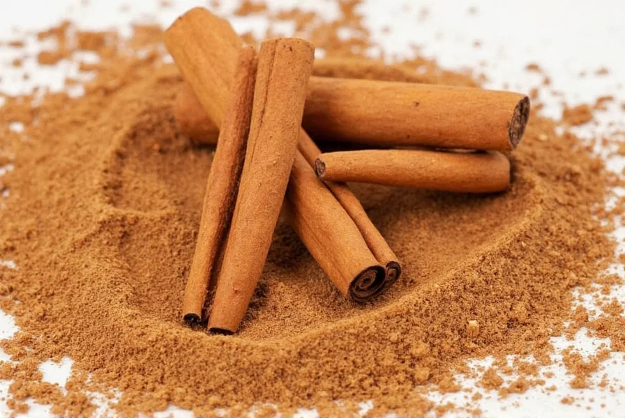 Close-up comparison of Ceylon cinnamon quills versus Cassia cinnamon sticks showing the multiple thin layers of Ceylon versus the single thick layer of Cassia