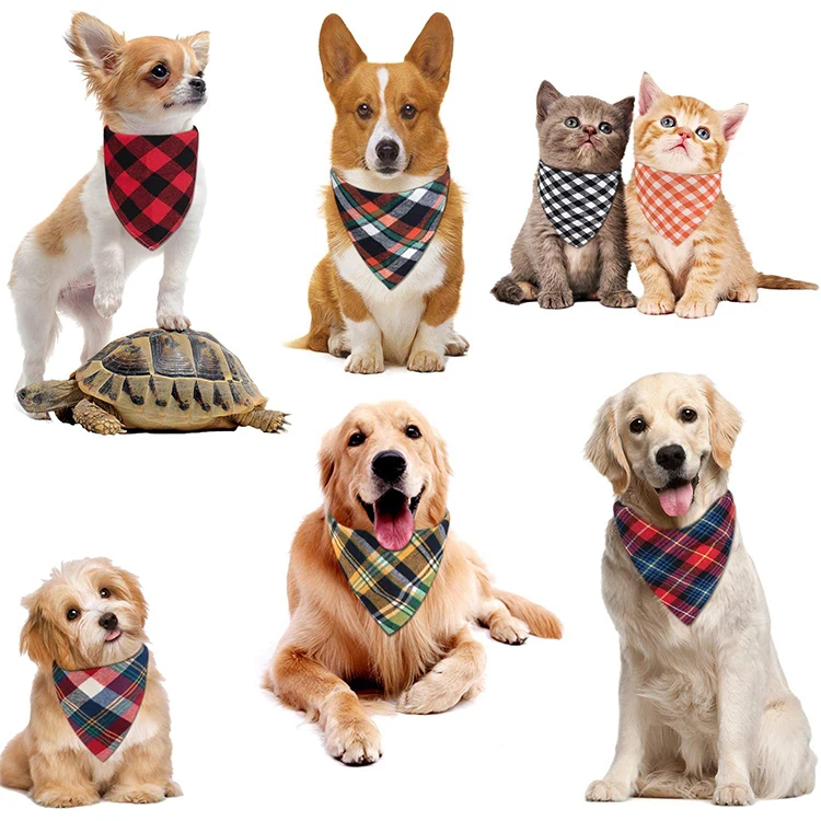 

Wholesale Multi Colors Customize Print Cotton Pet Dog Cat Towel Scarf Bandana, Customized color