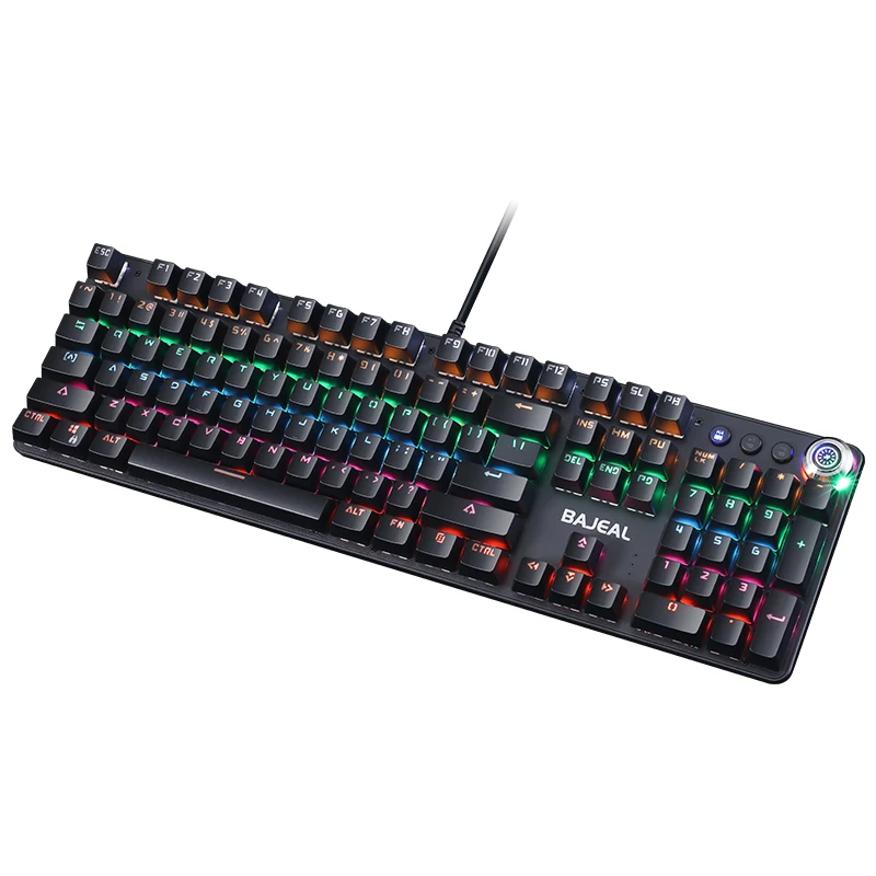 

Bajeal 902 metal mechanical keyboard green axis Anti ghosting Rgb Usb wired mechanical keyboard with rotating button For PC