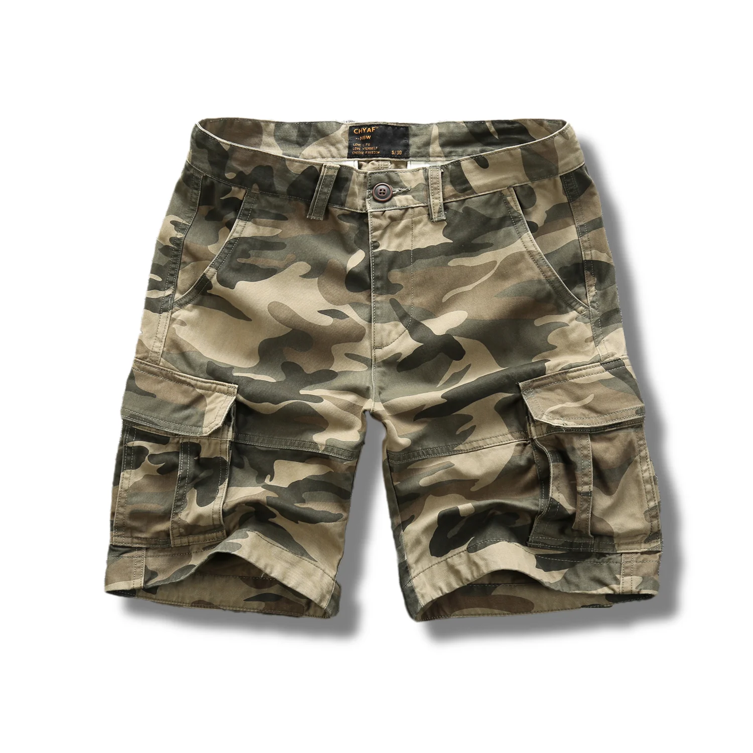 

Summer Long Length Cargo Shorts Men Knee Pocket Casual Cotton Elastic Waist Bermudas Male Military Style Capri pants, Custom color