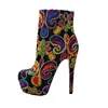 2020 Winter OEM Sexy Platform 16cm High Heels Embroidery Botas Mujer Women Ankle Boots