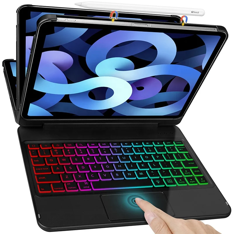 

2021 Trending 180 Degree Rotating Slim Tablet Cover for iPad Pro Accessories 11Inch Pencil Holder Wireless BT Keyboard Case, Multi colors