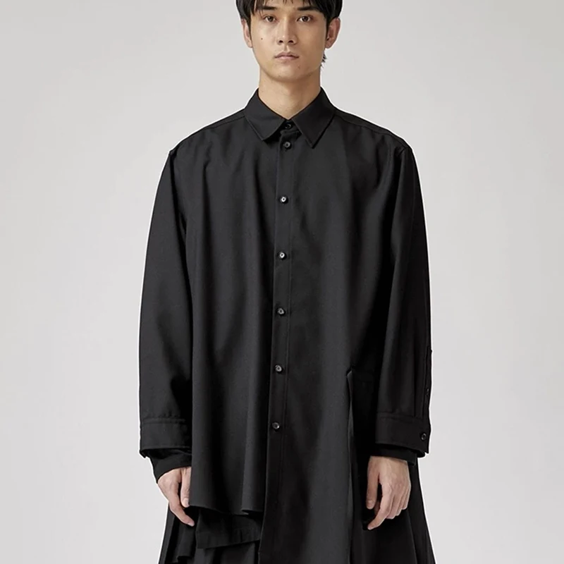 

Men's shirt Long Casual 2021 New Dark Asymmetric Irregular Casual Fashion