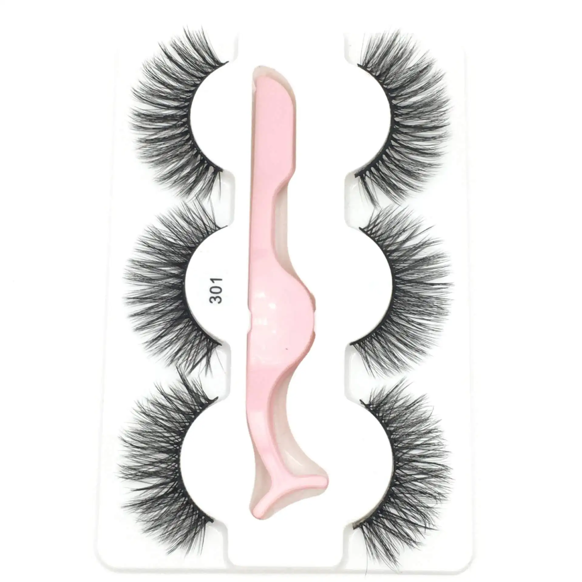 

3 pairs faux mink eyelashes with tweezers New 3 Pairs /set with 1pc tweezer Wispy Long Fluffy Dramatic Lashes