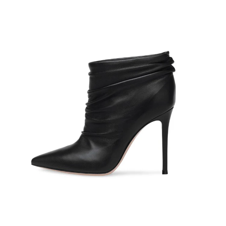 

Stiletto heel Pointed PU Pleated Ankle Boots women boots winter bootie heels woman, Any color