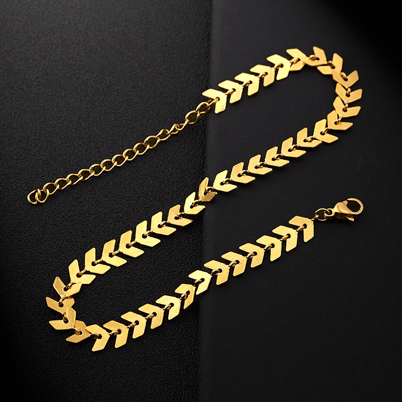 

2021 New Arrival Stainless Steel Cuban Link Anklet Foot Chain Gold Snake Fishbone Anklets For Women