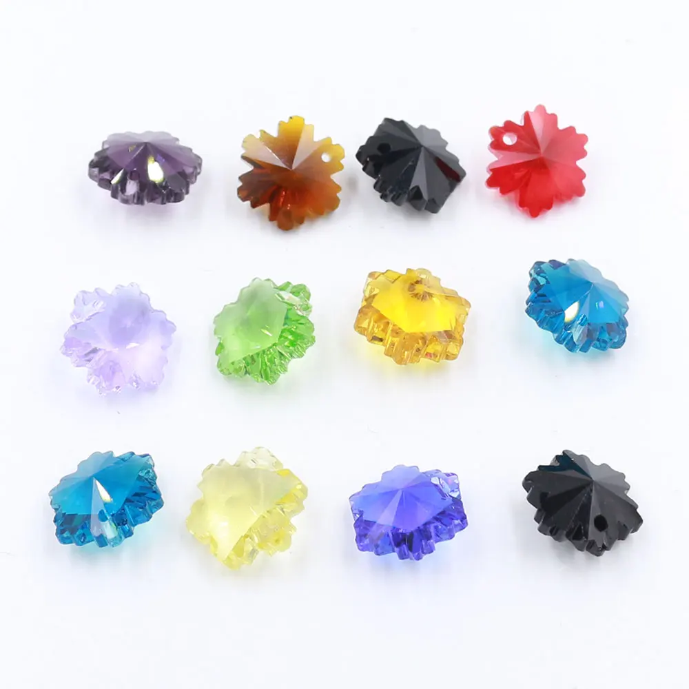 

14mm Crystal Glass Beads For Jewelry Making Flat Faceted Snowflake Bead Pendant Necklaces Bracelet DIY Accessories 20pcs/bag
