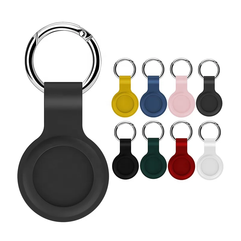 

Soft Touch Protective Case Silicone Dog Collar Key Ring Keychain for Apple AirTag, Black,white,pink,red,blue,green
