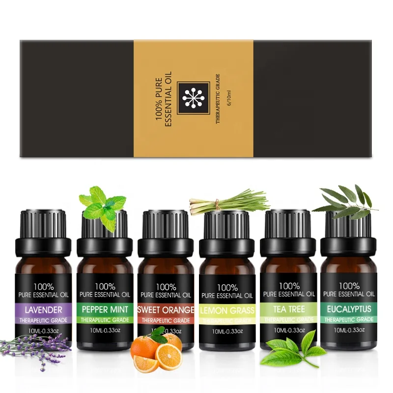

Essential Oils Set - Top 6 100% Pure Therapeutic Grade Aromatherapy Oil Gift kit for Diffuser