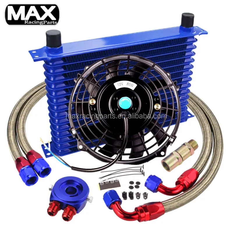 7 Electric Fan Kit Black 30 Row Universal Engine Transmission 10An Oil Cooler 