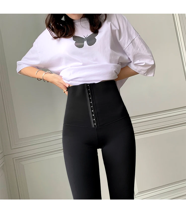

Breasted Tight Pants Slim Body Shaper Women Shapewear High Waisted Workout Leggings