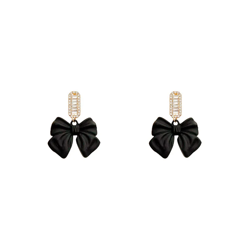 

925 Silver Needle New Frosted Bow Earrings Female Super Flash Zircon Personality ins Trendy Fashion Earrings Wholesale