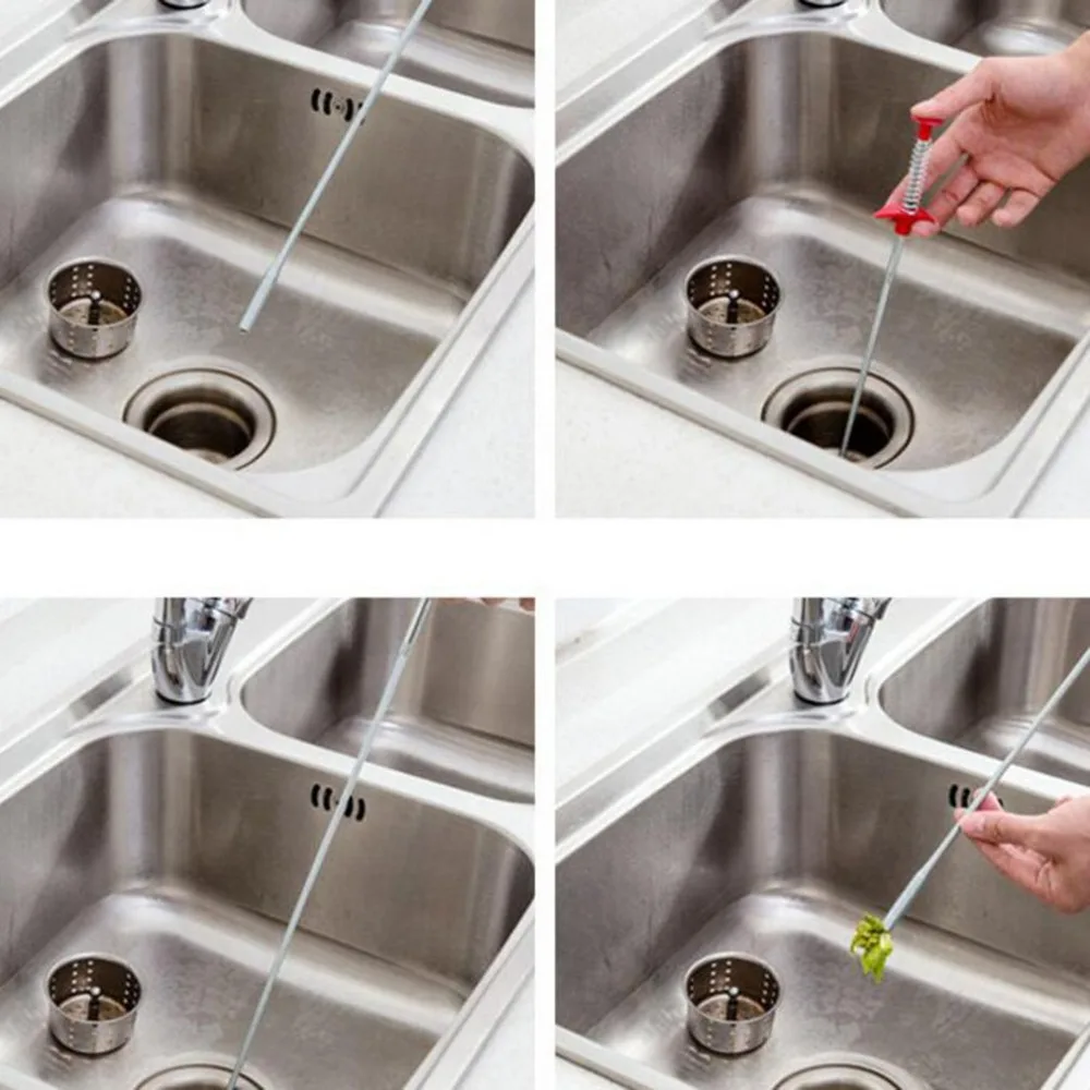 Outil à ressort pour égouts Outil de nettoyage multifonctionnel pour salle de bain cuisine 