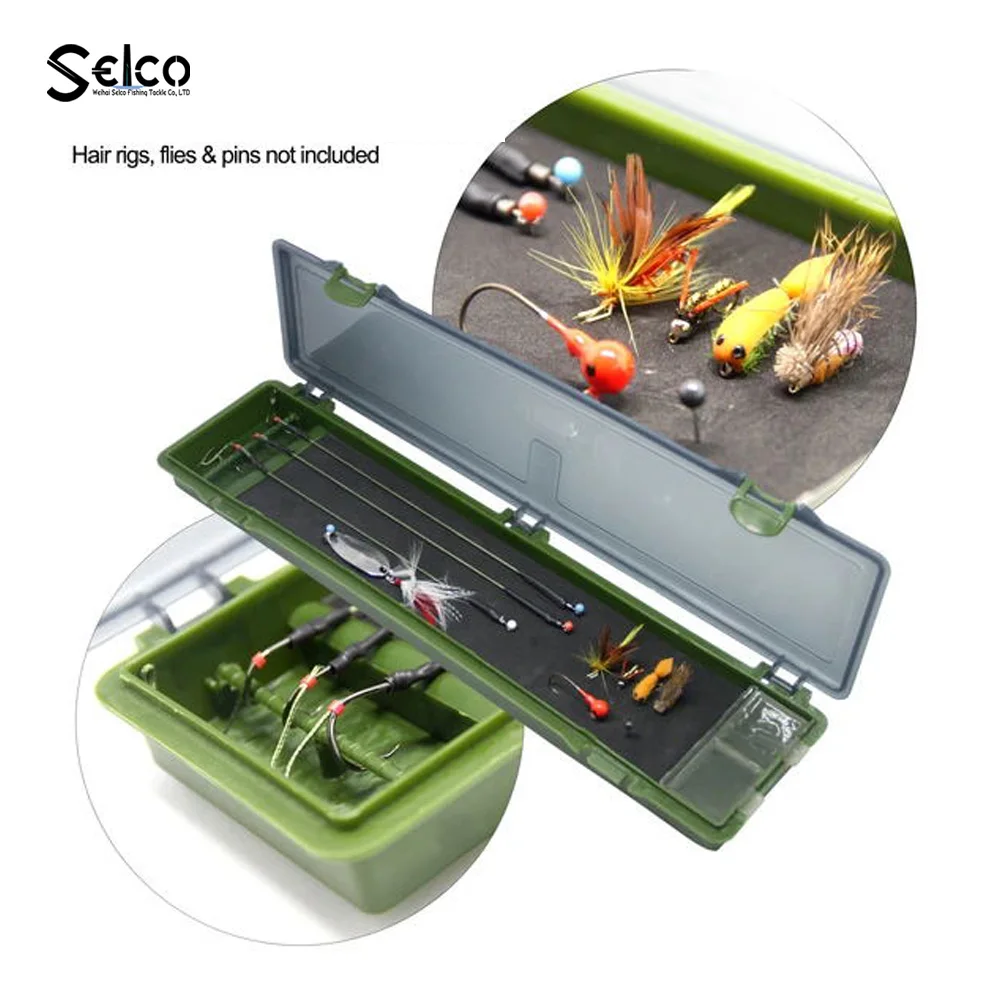 Selco Carp Fishing Rig Box Wallet 34.5*9*3cm Stiff Hair Rig Board with Pins for River Lake Stream Fishing Tackle Box