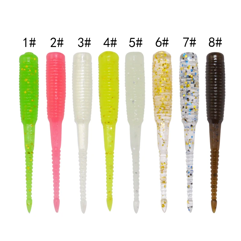 

Soft Baits Fishing Lures trout bait 35mm 0.23g luminous Artificial pin tail TPR Swimbait soft worm lure, 8colors