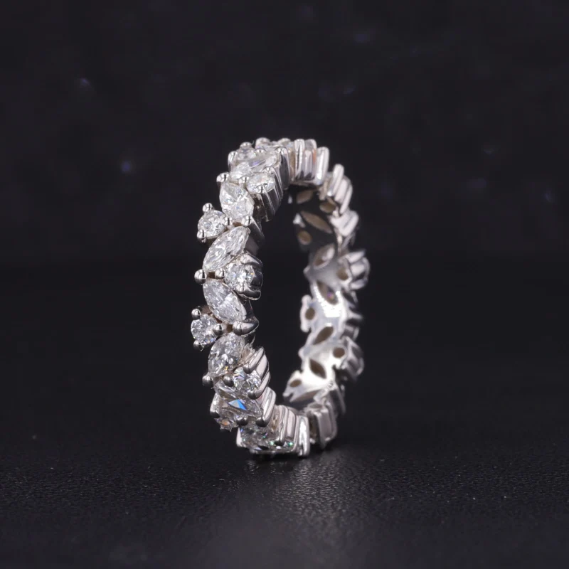 

Starsgem Custom Jewelry Marquise Cut Lab Grown Diamond 14K Soild White Gold Wedding Rings Eternity Band