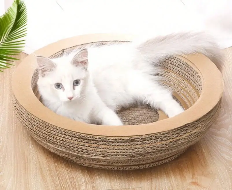 

Funny Scratcher Cat Toy Bowl-shaped Corrugated Cat Scratcher Cat Litter Rest Sleeping Pet Nest, Photo