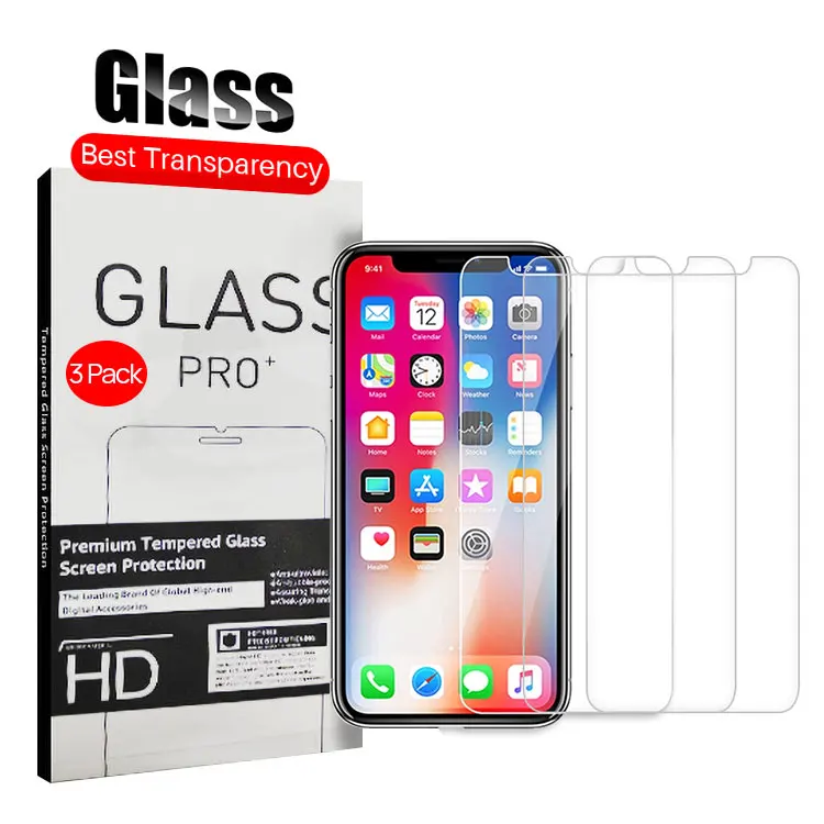 

2 3pcs Pack Custom Made Mobile Phone 9H 2.5D Anti Scratch For iPhone X XS 12 12 Pro Tempered glass for iPhone Screen Protector, Clear .full transparent