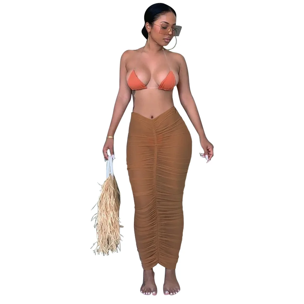 

High Quality New Fashion Style Gold Sequin Women Dresses Long Skirts Casual Plain Custom Ladies Beach Sexy Skirts, Customized color