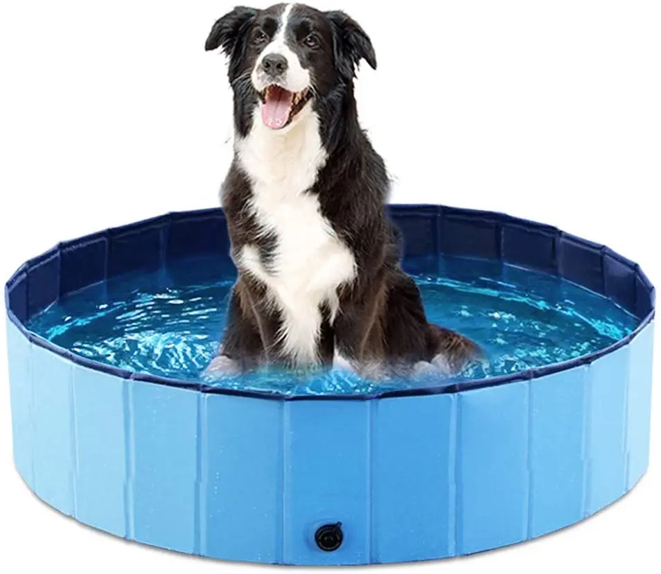 

Foldable Dog Pet Bath Pool Collapsible Dog Pet Pool Bathing Tub Kiddie Pool for Dogs Cats and Kids, Blue