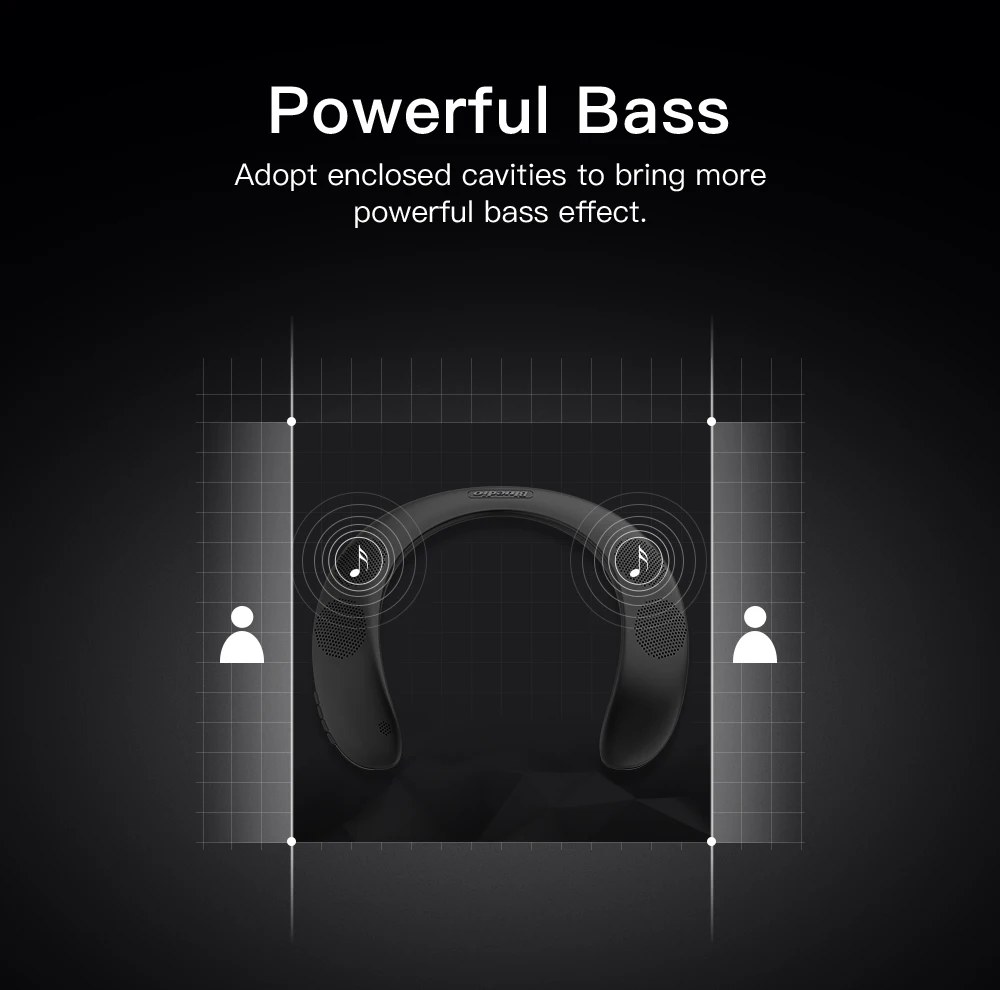 Bluedio HS Professional Portable Powerful Bass Wireless Speakers Neckband Speaker Microphone With Bass FM Radio SD card Slot - ANKUX.COM