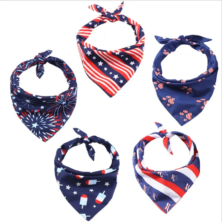 

Hot-selling USA National Day Pet Triangle Bandana Dog Saliva Towel Classic Plaid Style Pet Scarf