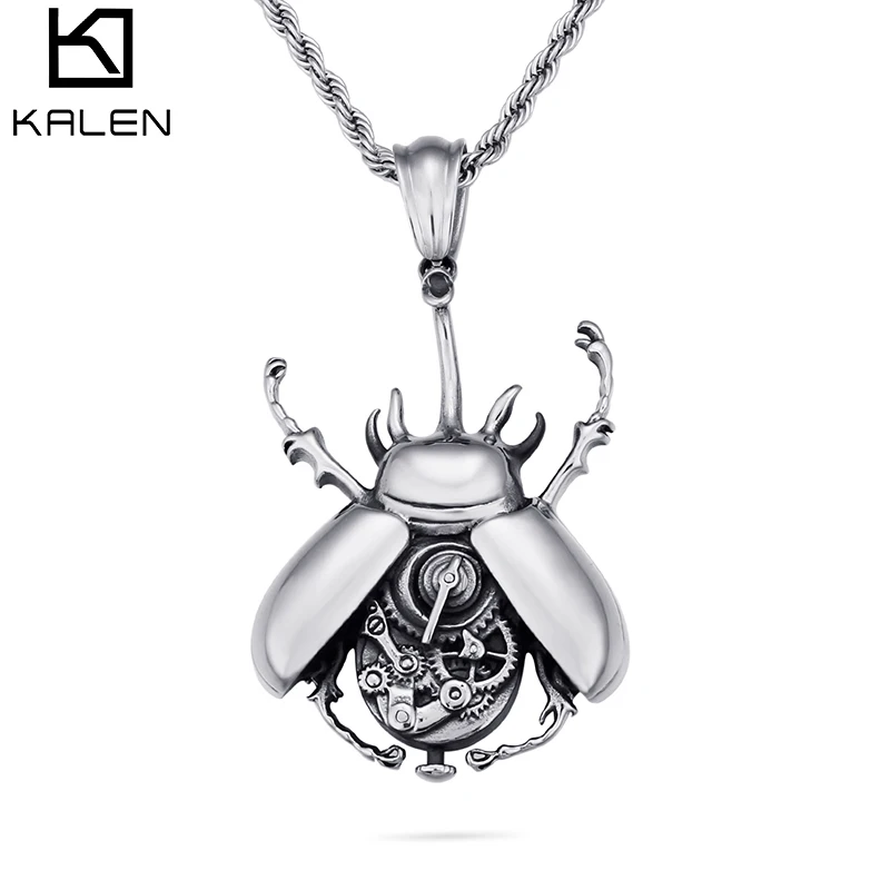 

KALEN Punk Animal Mechanical Beetle Silver Color Stainless Steel Pendant For Men