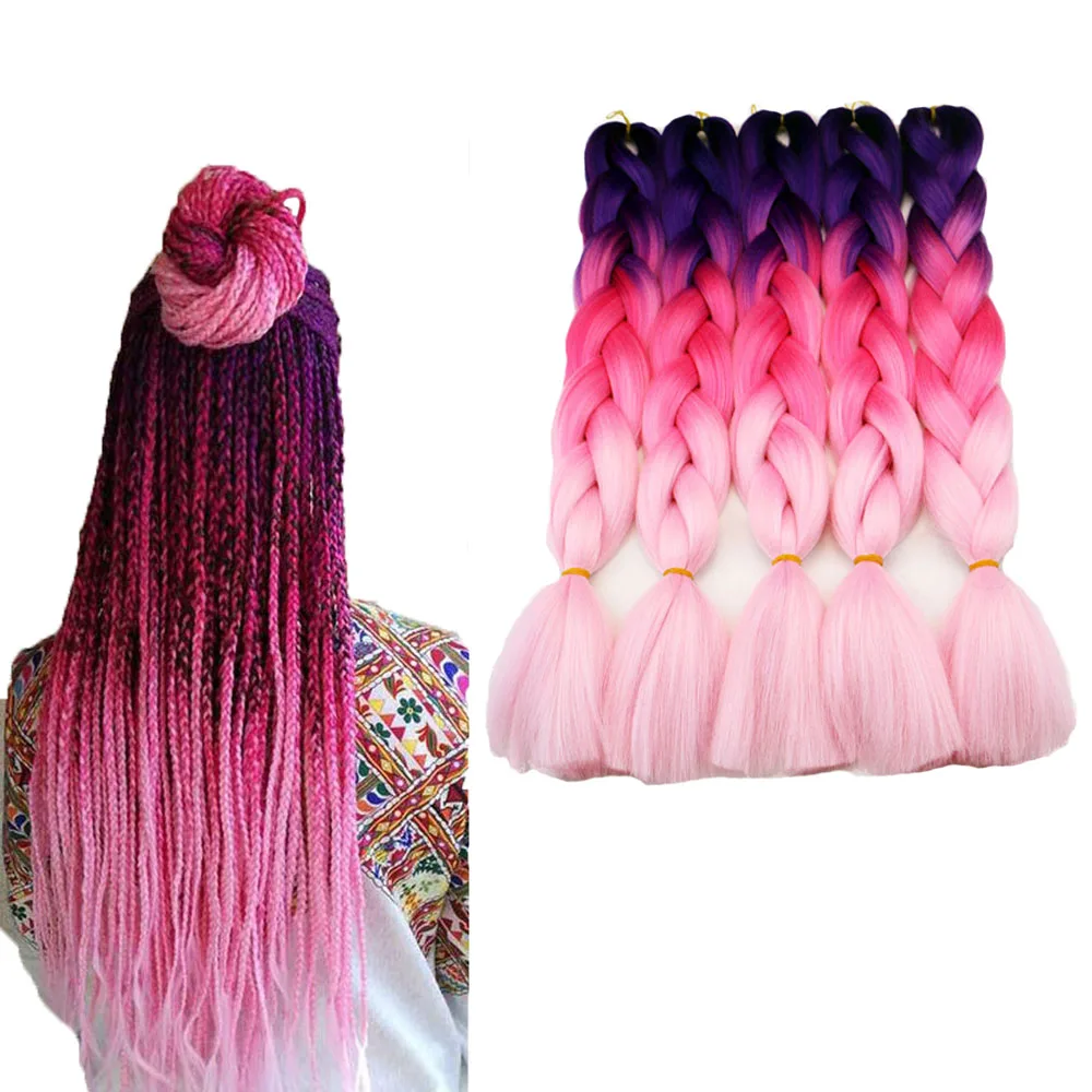 24 Inch Easy Braid Jumbo Braiding Hair 100 Gram Colored Synthetic Braids Hair Extension