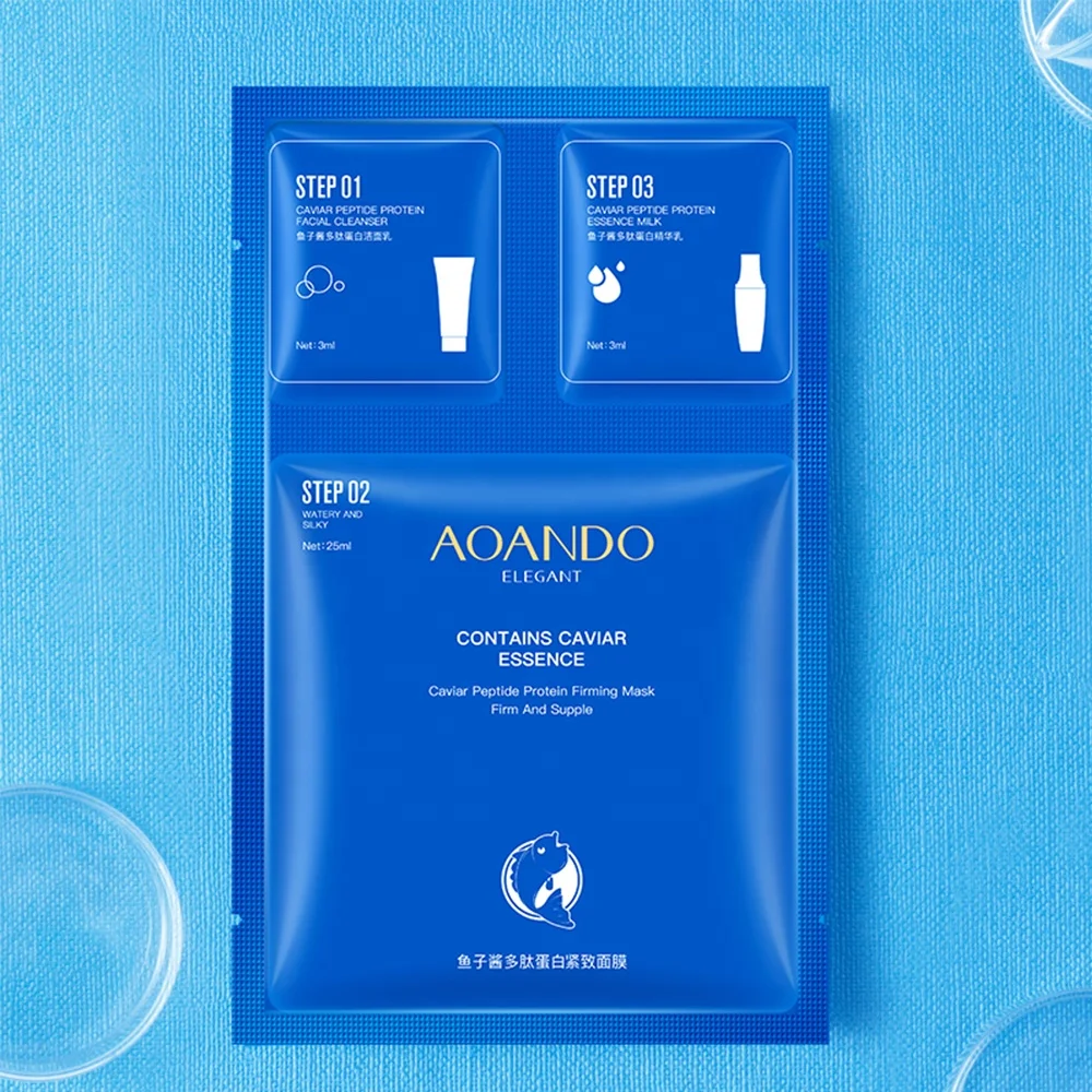 

Facial Mask Wholesale Caviar Skin Care Mask with Cleanser, Cream, Face Mask, Travel Size Skincare Three Piece Set