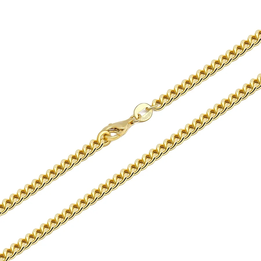 

New Fine Au750 Real Solid Gold Necklace 18K Pure Gold Chain for Men 3mm Curb Cuban Link Permanet Jewelry Chains Wholesale