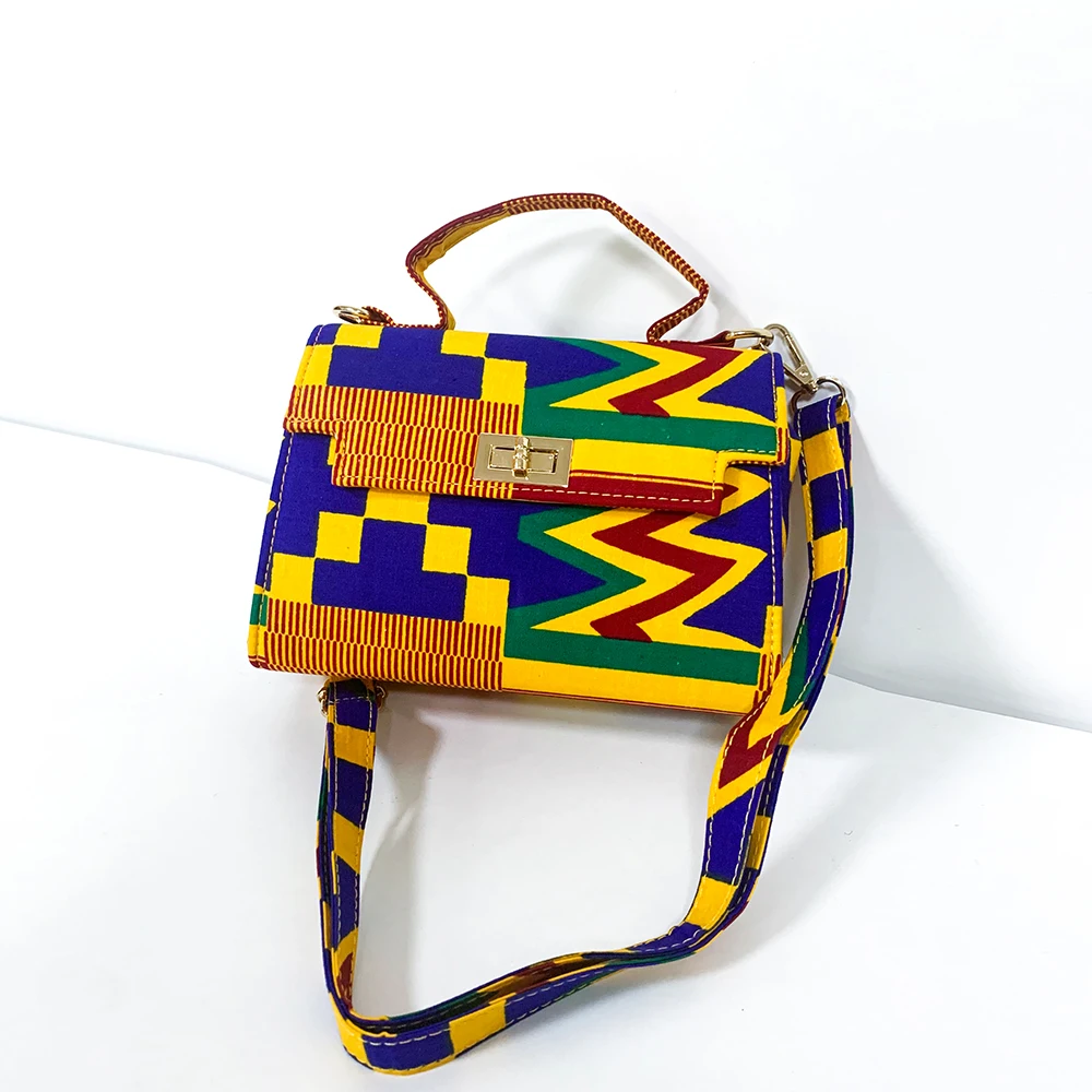 

Fashionable Summer African Wax Print Designed Women's Diagonal hand - held Chain Bag Customizable Women's Bag