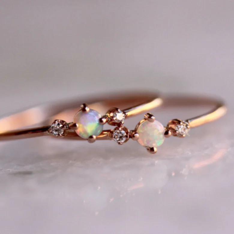 

MSYO INS Hot Sale Fashion 14K Rose Gold Opal Ring For Women