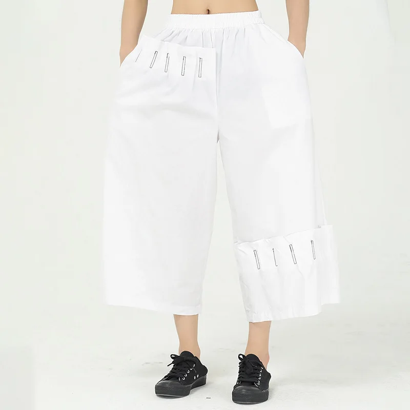 

Spring and Summer New 2022 Contrasting color design with topstitching Plus Size Women's Wide Leg Pants 252