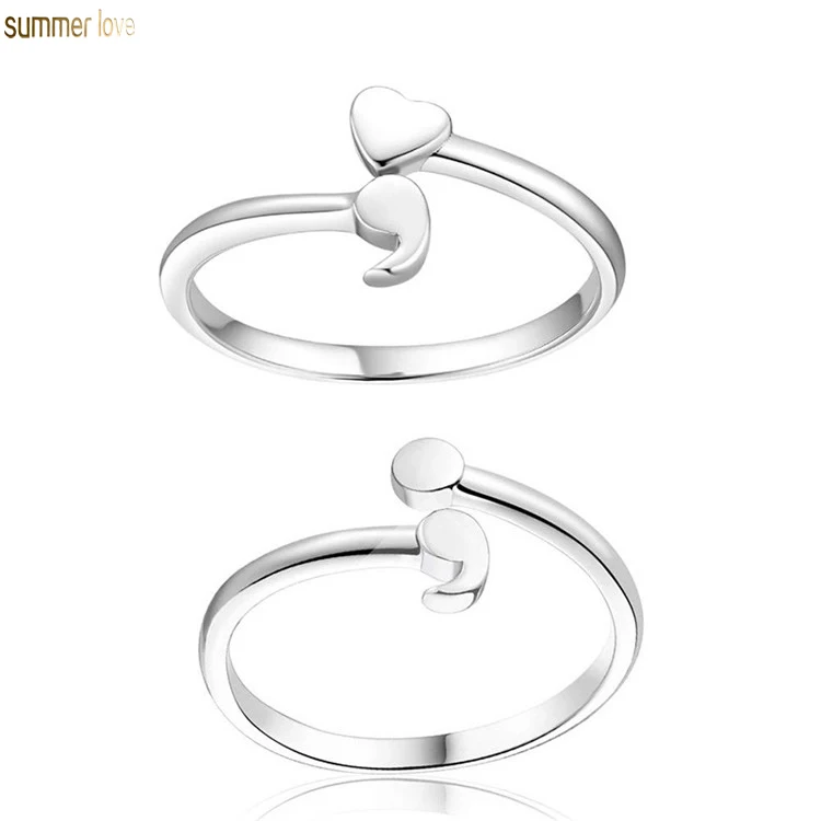 

Adjustable Open Gold Silver Love Heart Stainless Steel Wedding Engagement Open Finger Rings Jewelry for Women Men