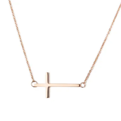 

Girl`s Fashion Jewelry Necklace Horizontal Cross Pendant Color Gold