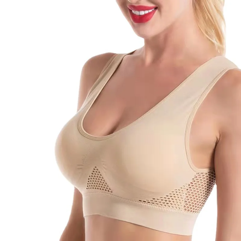 

Breathable Mesh Transparent Girl Underwear Cotton Padded Wireless Female Bralette Fitness Yoga Sport Women Bra