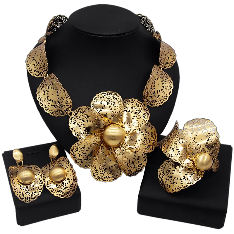 

brazilian gold 24k design Jewelry Set Sunflower Heart Lucky Handmade Couple Bracelet Bangle