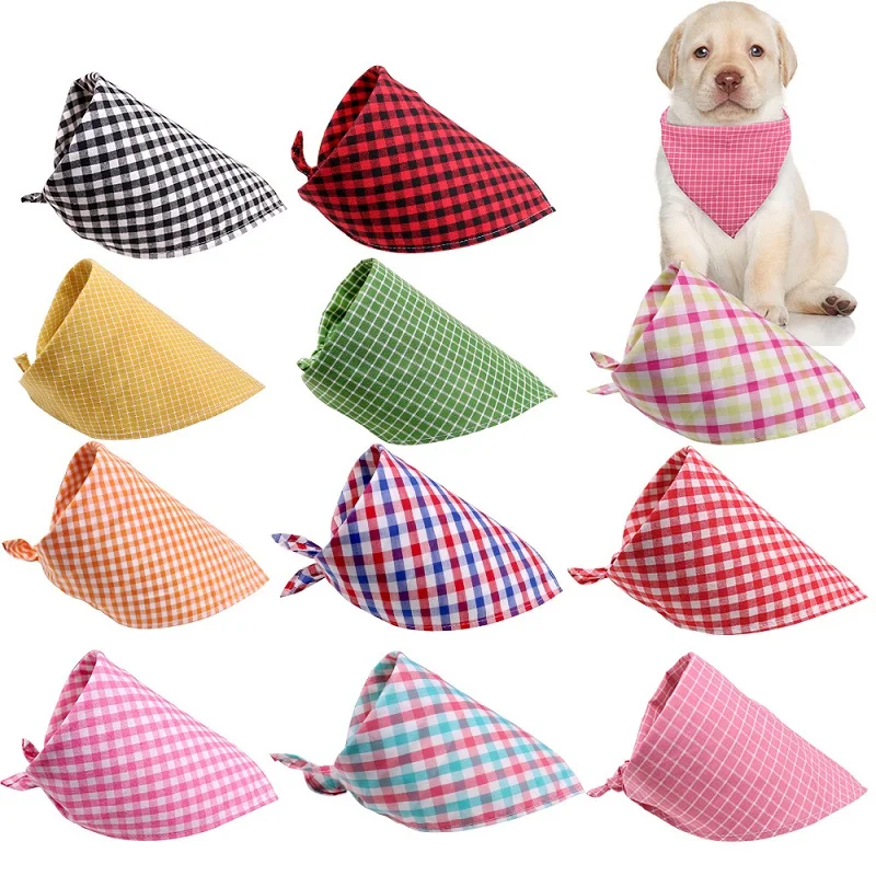 

Dog Bandana pet Scarf check dog cat's Triangle Bibs Pet Costume Accessories Decoration for Small Medium Large Dogs, Multicolor