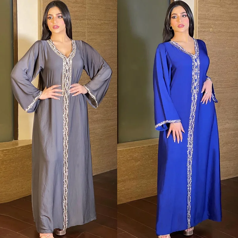 

HJ ZMDR71 blue modern islamic clothing jalabiya dubai fashion islamic evening dress moroccan kaftan, Blue kaftan