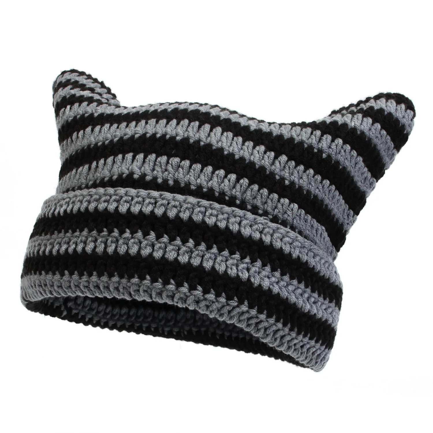 

Y2K Gothic Knitted Cat Ear Little Devil Hat Women Kawaii Winter Handmade Beanie Female Caps