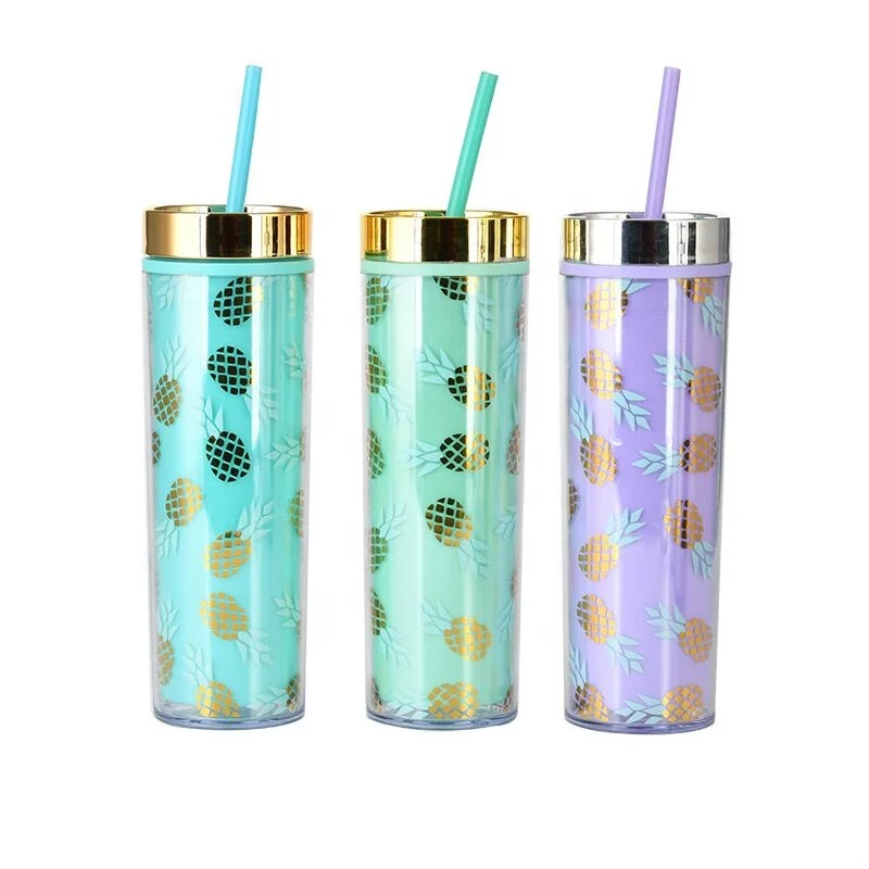 

16OZ Skinny Acrylic Tumbler Matte Customized tumbler double walled 450ml plastic drinking water cup with lids and straws, Customized colors acceptable