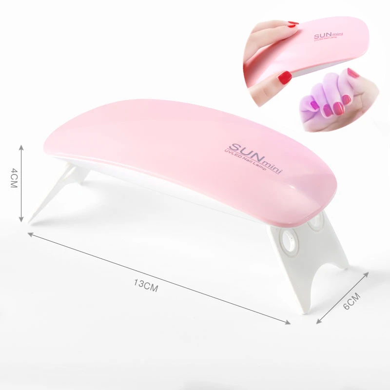 

6W UV LED Lamp Nail Polish Dryer Portable USB Plug For Home Use Mice Shape Manicure Machine Nail Art Tools SUNmini, White/pink