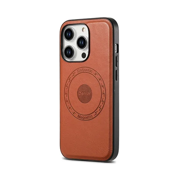 BST-A10 Leather grain PU leather magnetic car bracket mobile phone covers for iPhone 14 pro max
