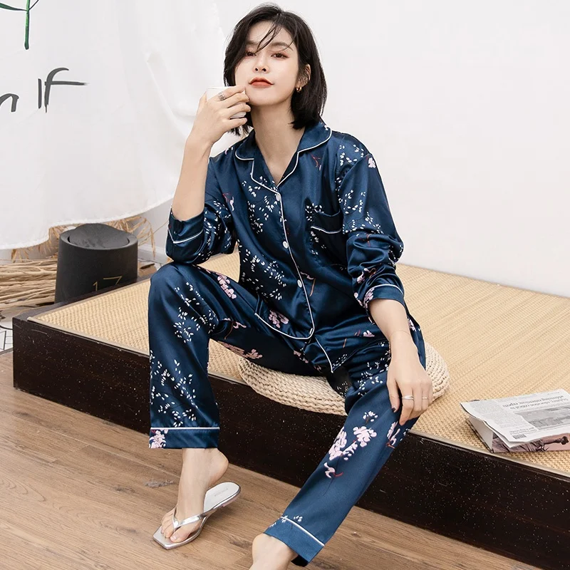 

Silk floral satin women pajama set