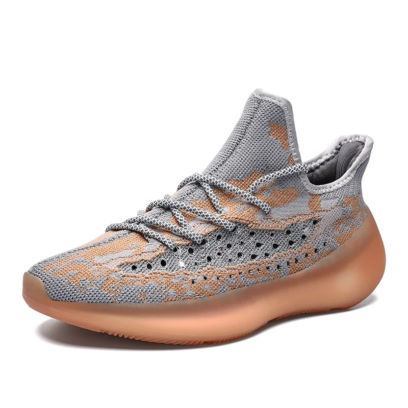 

2021 Latest Design Brand Logo Custom Yeezy 350 V3 Men Fashion Running Sports Shoes, Orange,grey,black