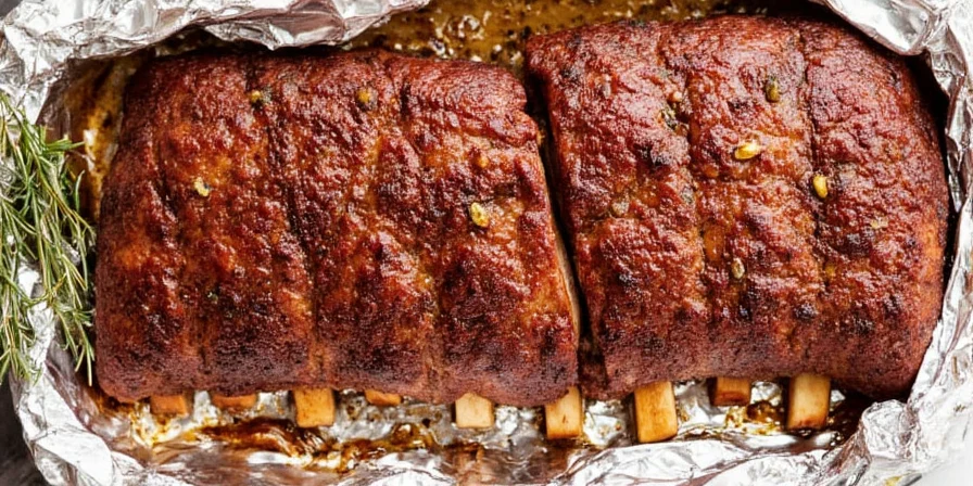 Finished Foil Wrapped Ribs on Plate